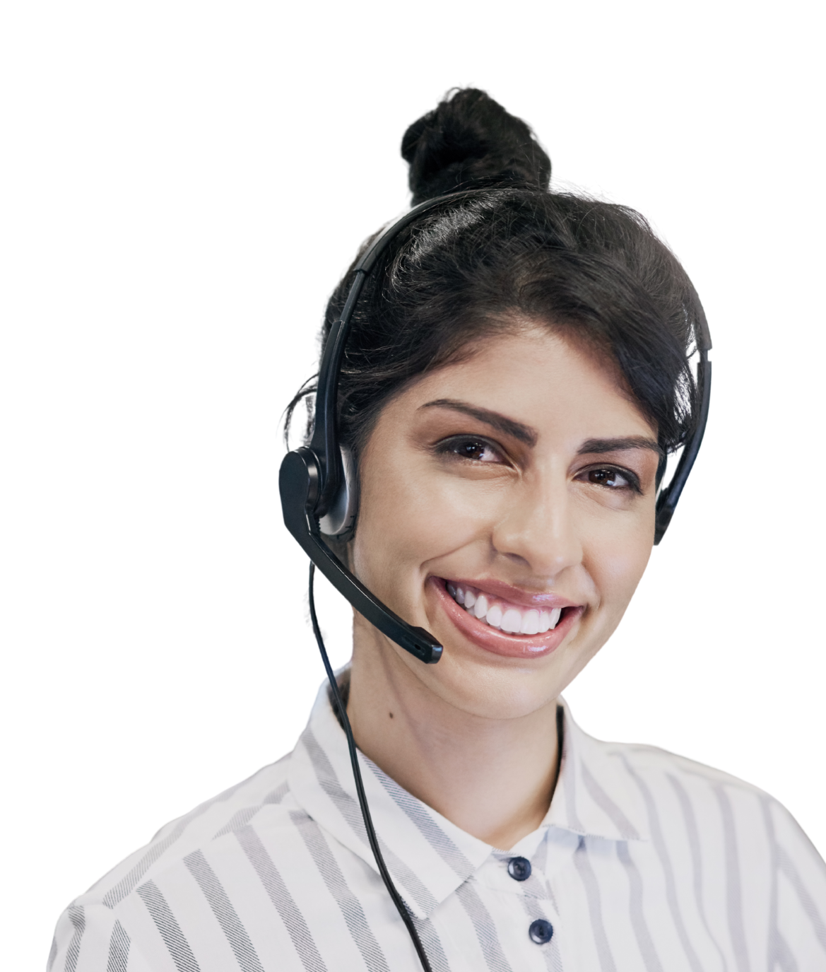 Professional making calls with headset