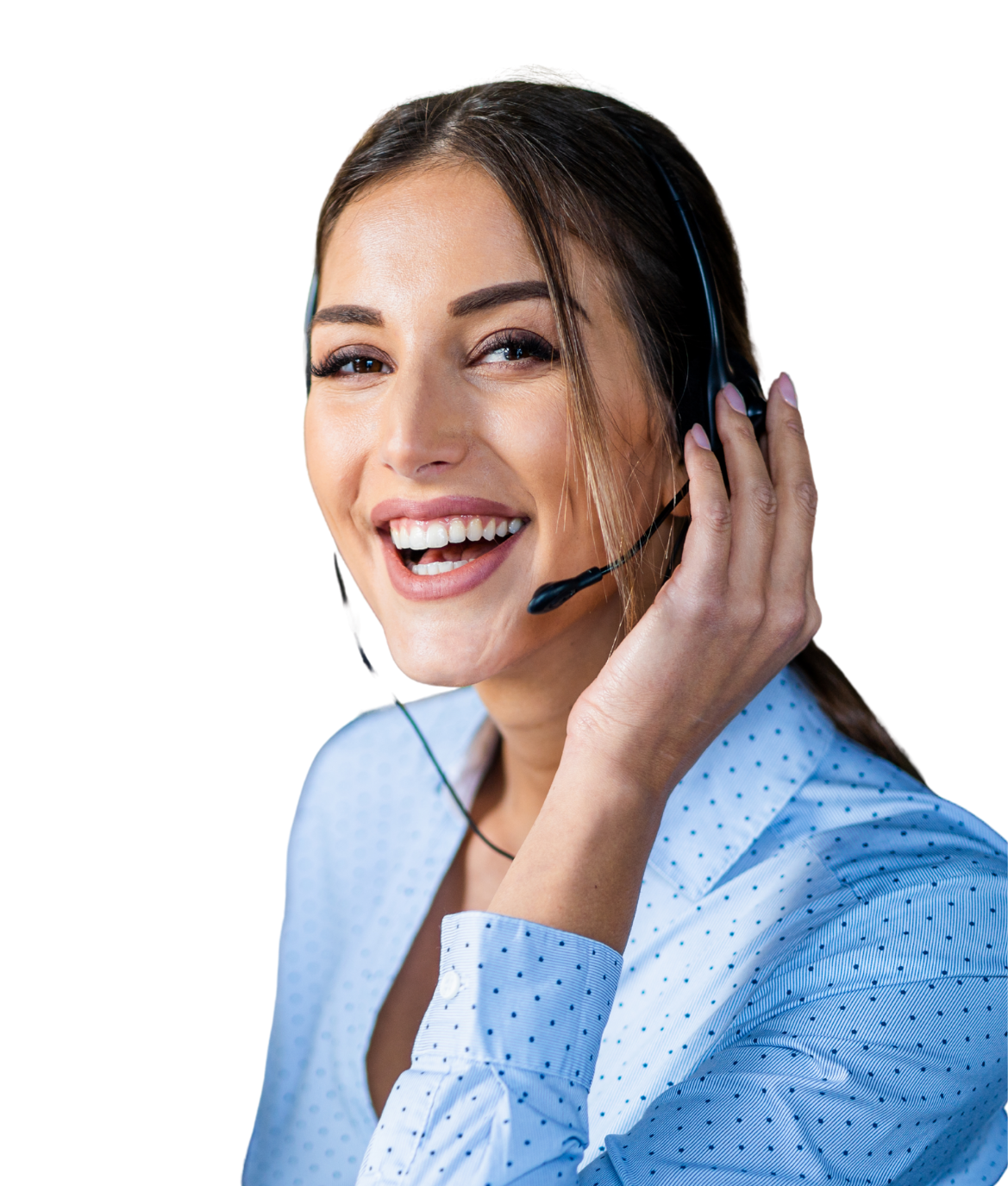 Professional making calls with headset